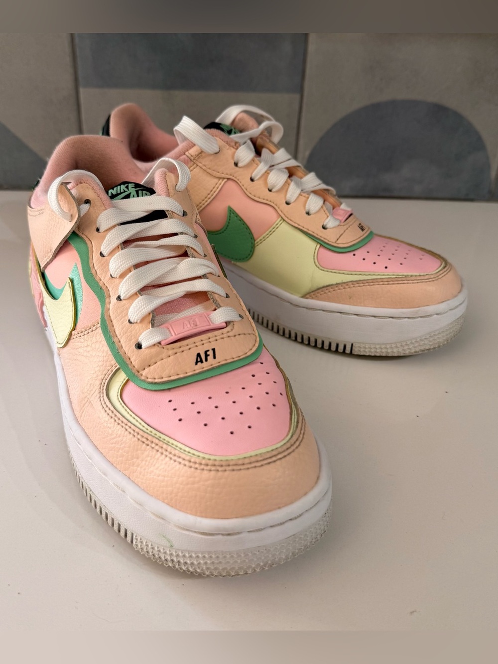 Nike Air Force 1 Shadow Pastel Pink & Peach Sneakers 8.5 - Picture 7 of 9